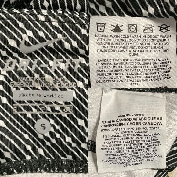 Nike Olive Green White Dri-Fit Striped Cropped Legging Small - Picture 6 of 6